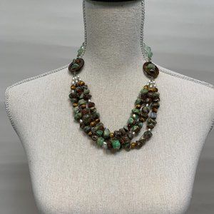 Stone & Chrystal Faceted Necklace & Earrings